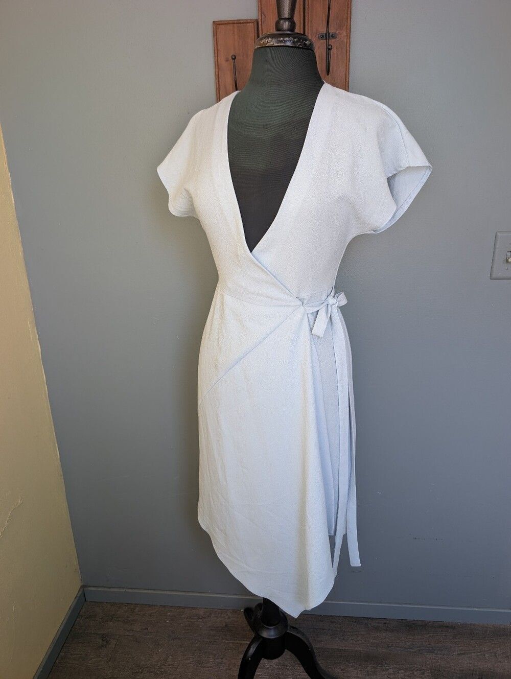 TOPSHOP Handkerchief Wrap Dress, Light Blue Asymmetrical Dress